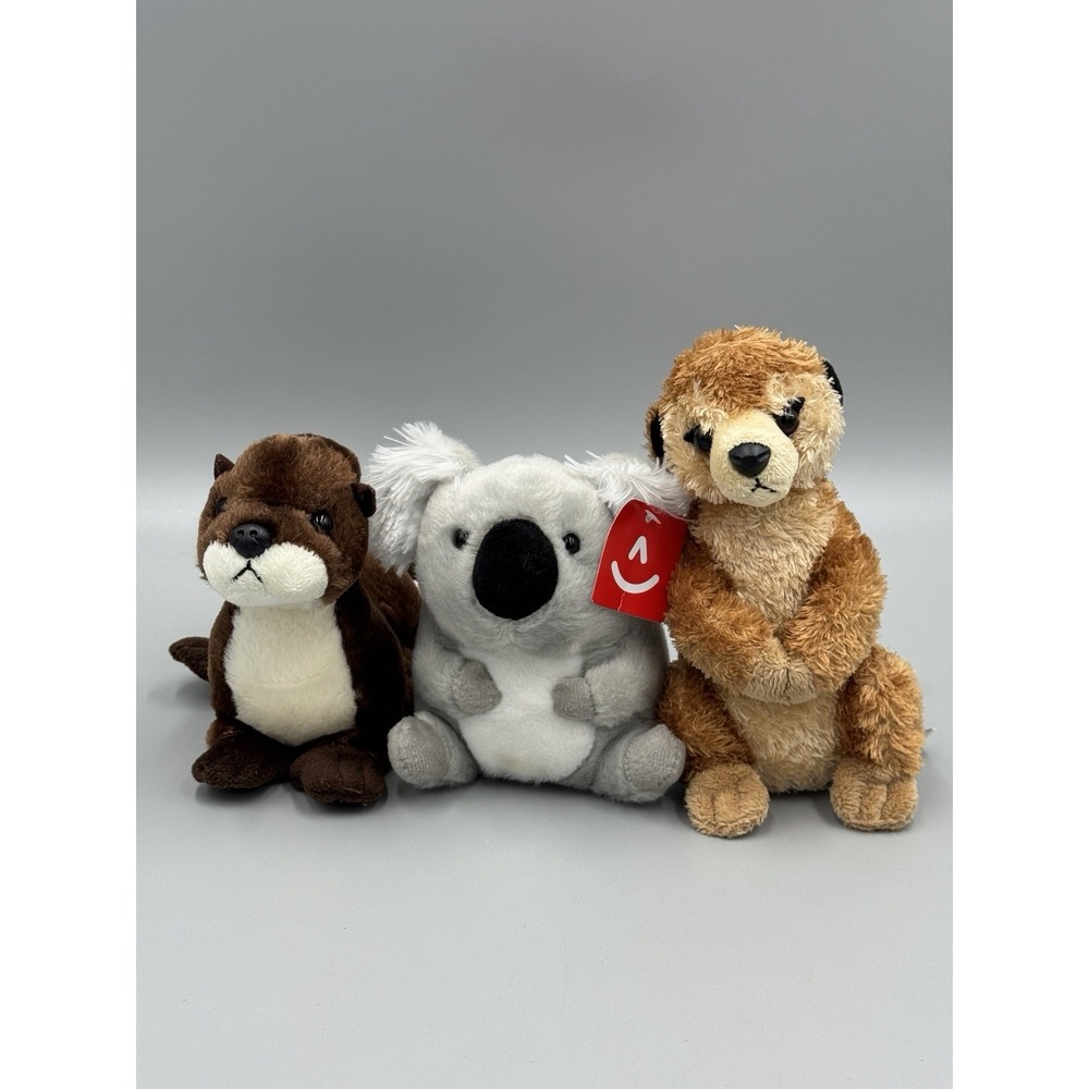 Aurora Set of 3 Small Stuffed Animals Meerkat Sea Otter Koala